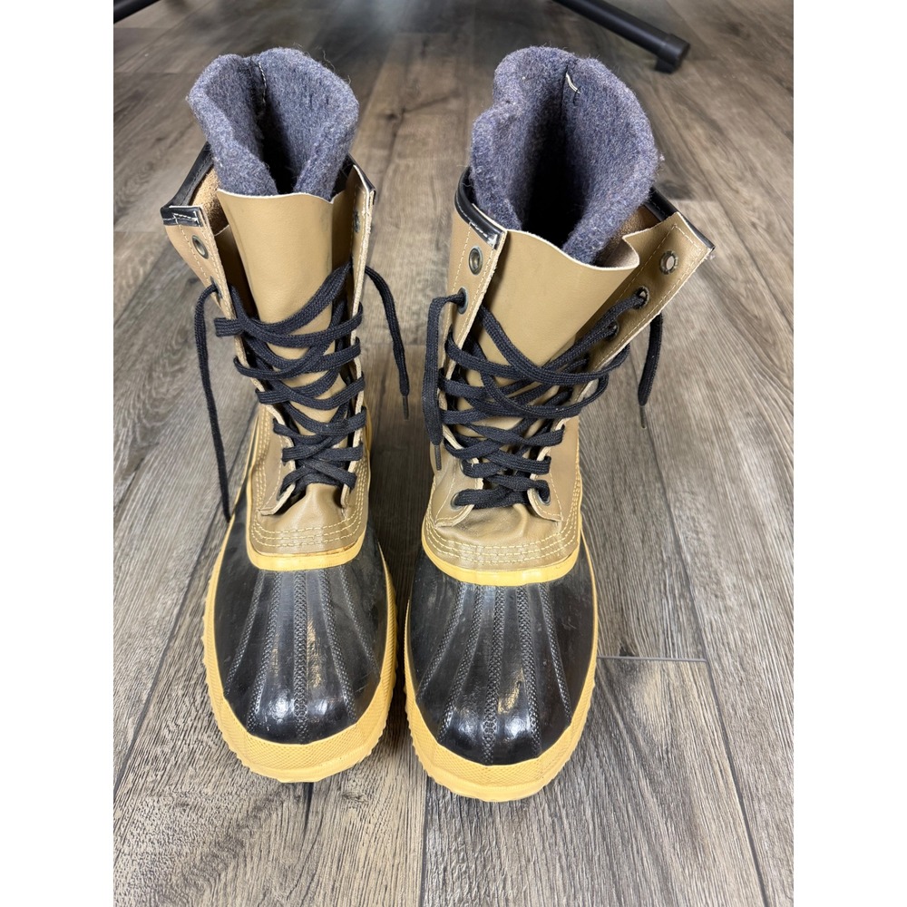 Sorel Vintage Pac Snow Boots Tan/Blk Waterproof Leather/Rubber Mens 12 Gorpcore
